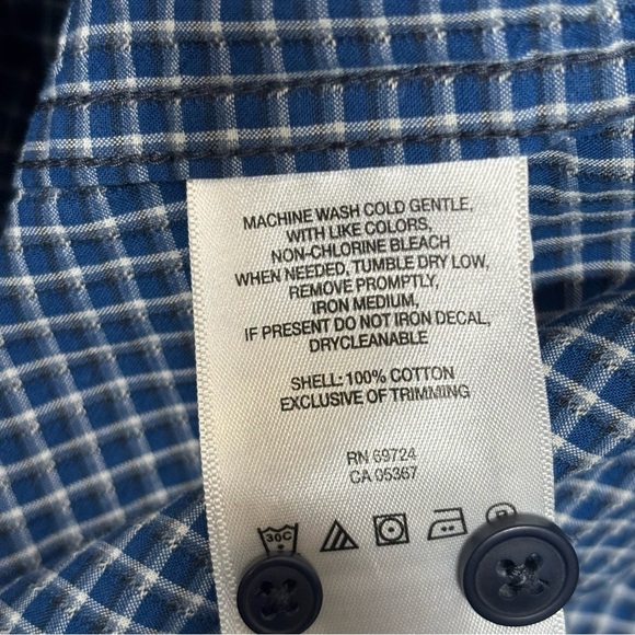 Columbia Plaid Button Down Long Sleeve Cotton Shirt-Blue-Men Size Large Tall - Picture 4 of 5